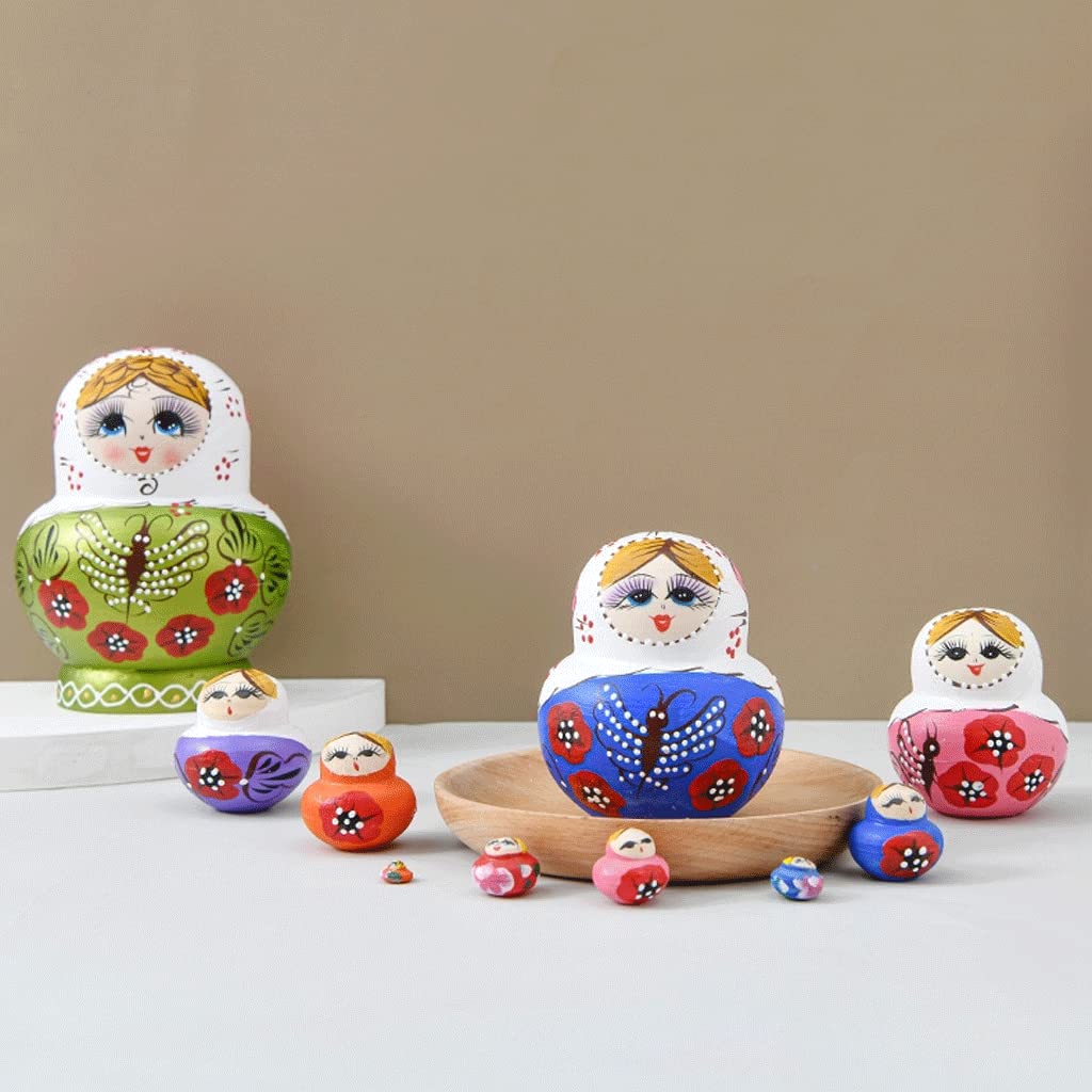 Matrioszka Geschilderd Handwerk Russische Nesten Poppen 10 Stuks Matryoshka Hout Stapelen Geneste Set Collectible Poppen Set voor Home Decor zabawny prezent