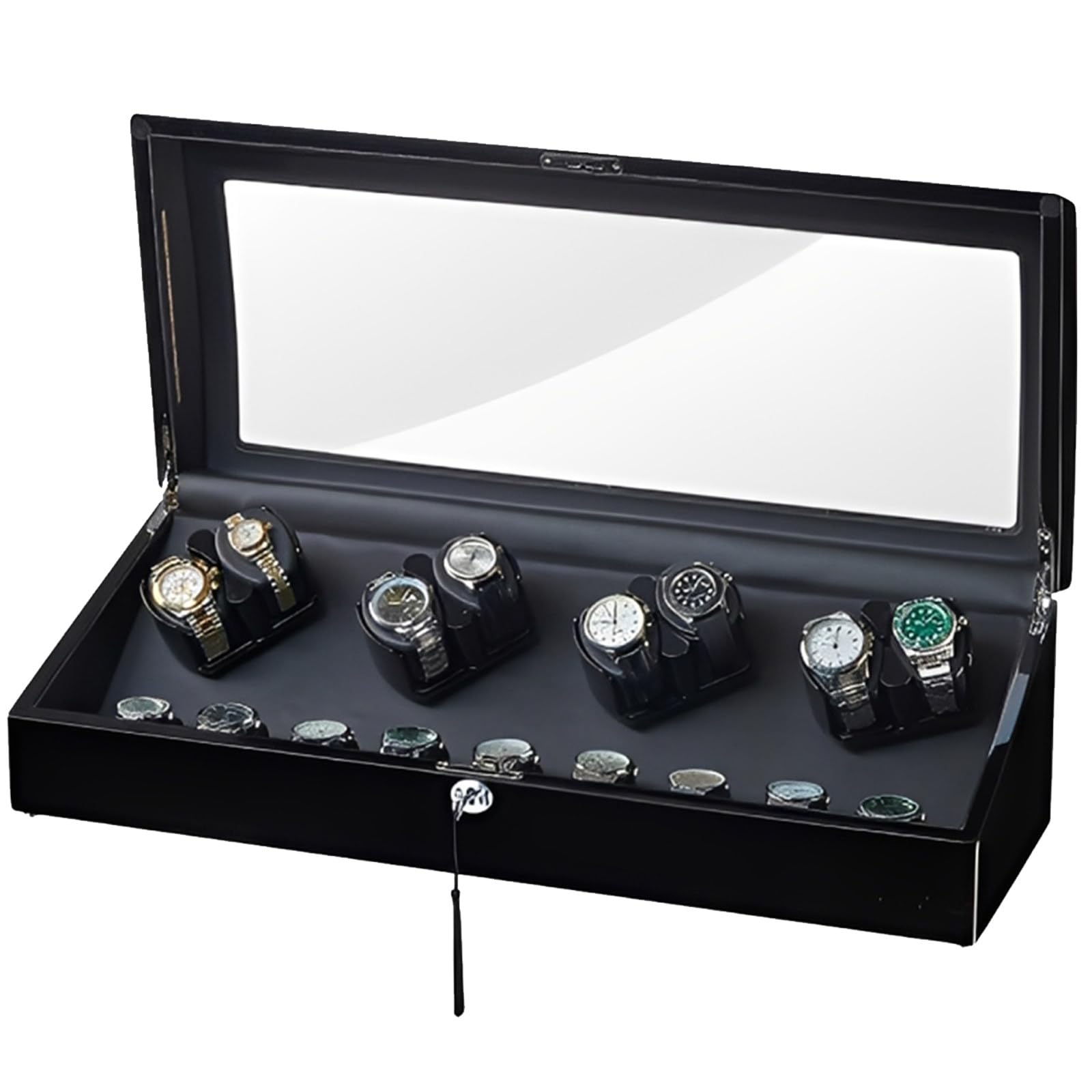 Leise laufende Motoruhren-Hase 8 Uhren +9 Aufbewahrungsuhren Display-Box-Beobachten für automatische Uhren für Vater Ehemann Boss