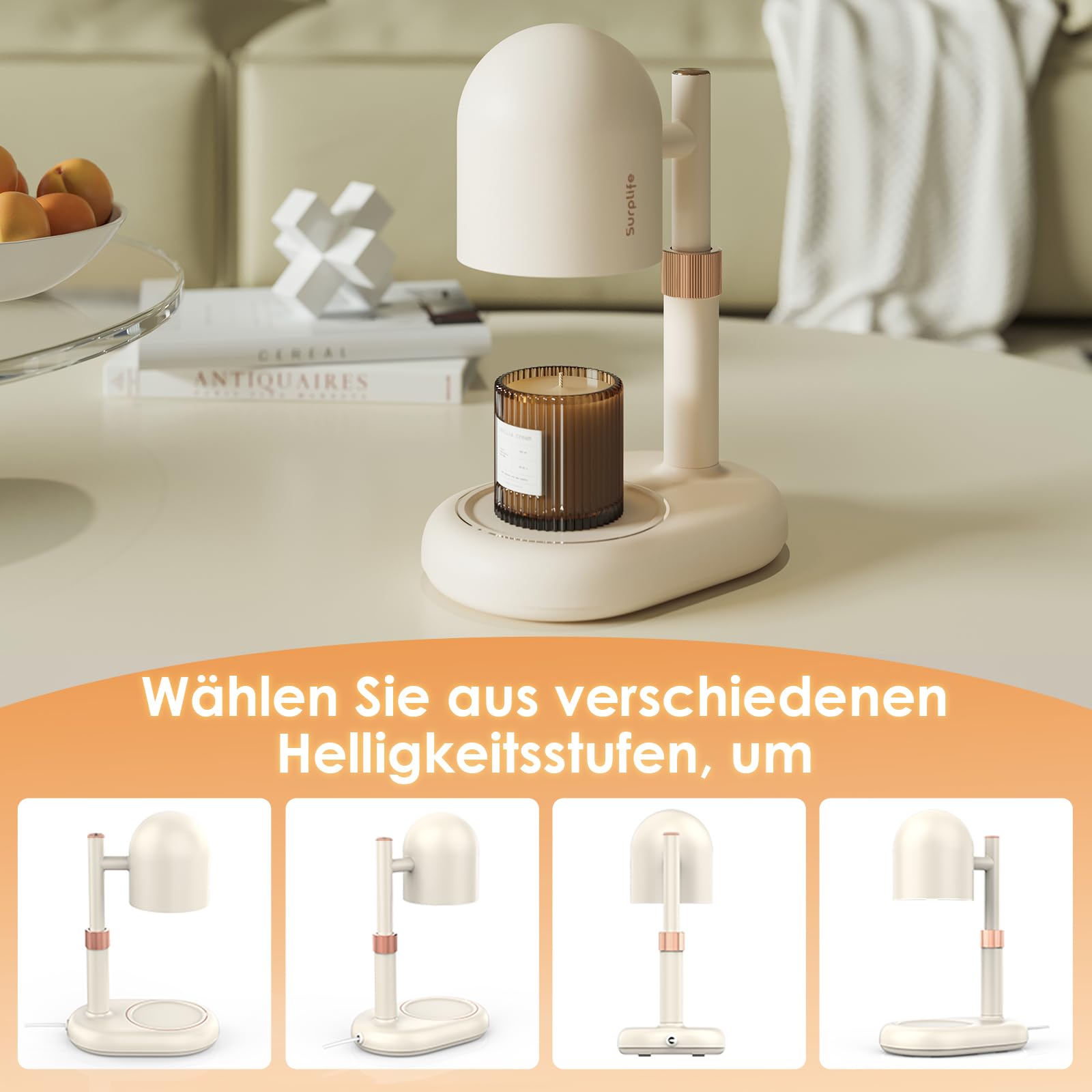 Lampada Scalda Candela, Lampada Candele Warmer Elettrica con Timer e Dimmer, Lampade Aroma Diffusore Regolabile in Altezza, con 2 Lampadine, per Casa, Camera da letto Decorazione donne e mamme