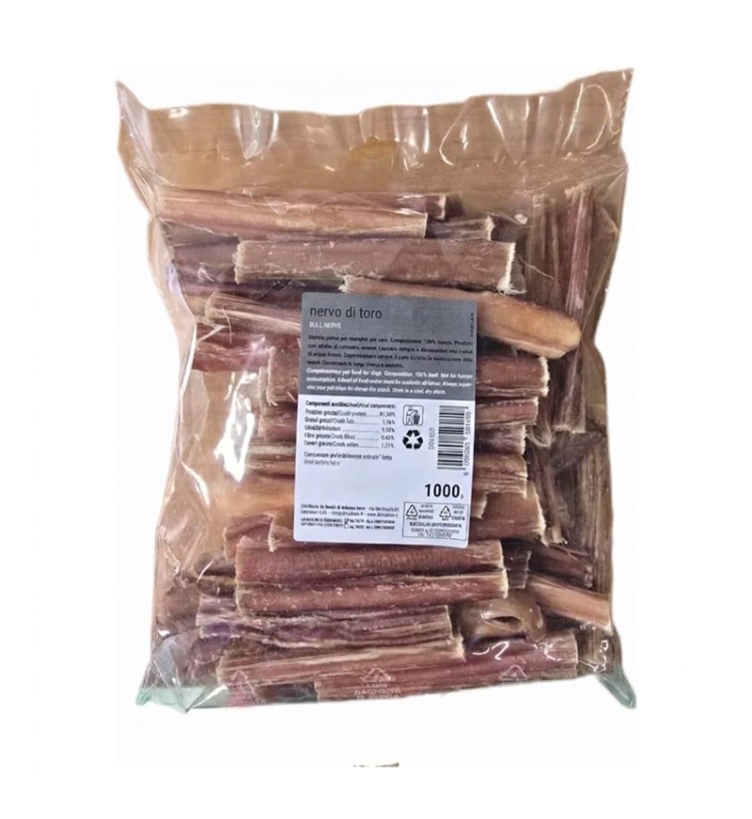 Nervio Bovino Premium para perros, 1 kg, longitud aprox. 12 cm, Snack masticativo 100% natural
