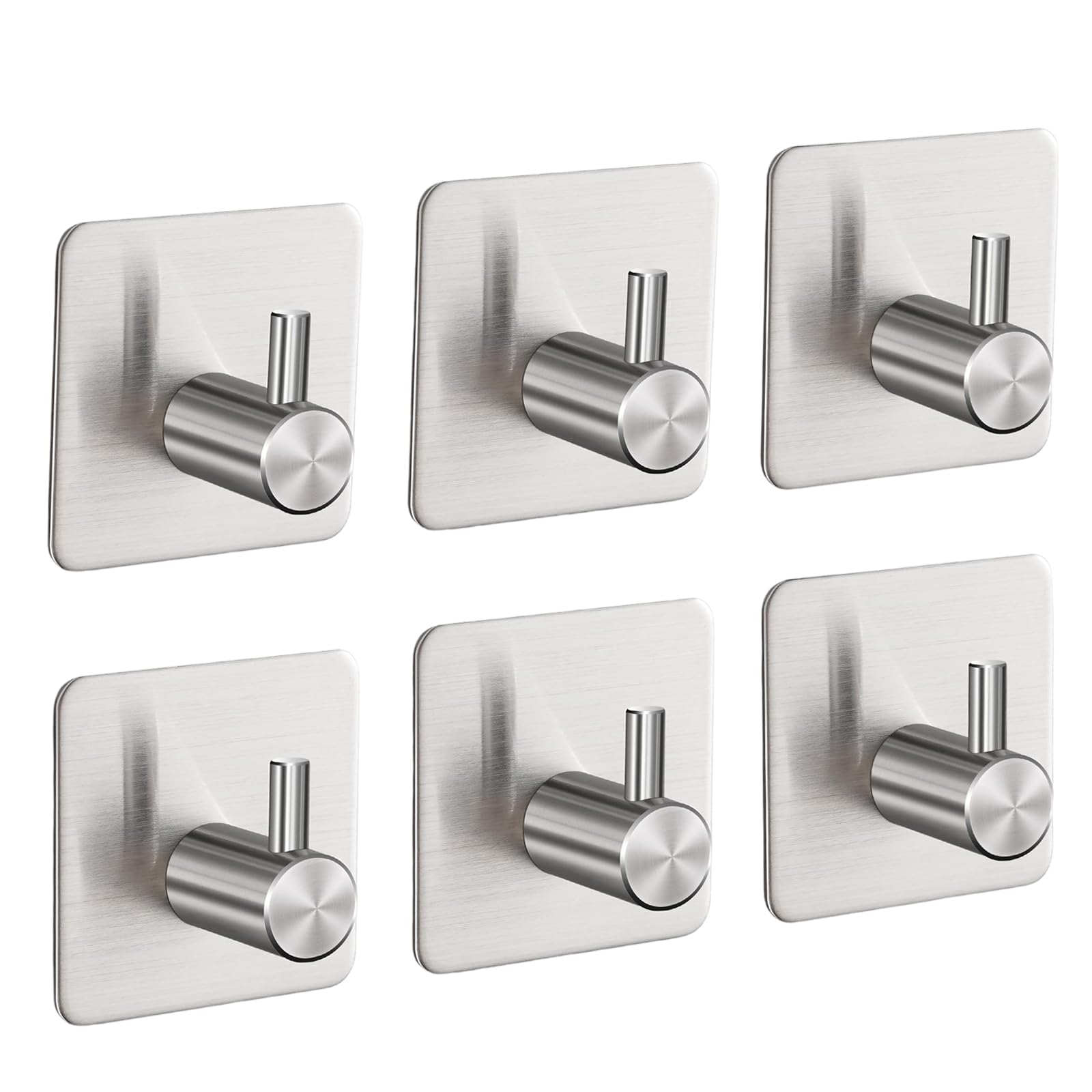 Ganci Autoadesivi In Acciaio Inox 304, 6 Pezzi, Senza Foratura, Per Appendere Asciugamani, Vestiti, Chiavi, Bagno, Cucina, Argento, 45x45mm