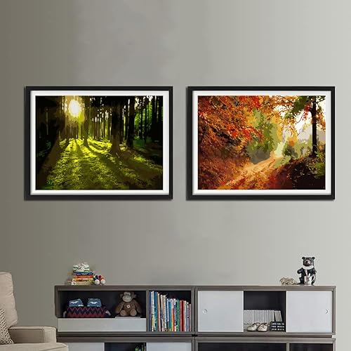 Miniatura 5 de YANXIN Kit de pintura por números para adultos principiantes, paquete de 2 pinturas por números para adultos, lienzo enrollado para decoración del