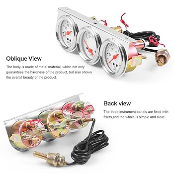 52mm Triple Kit Oil Temp Gauge Water Temp Gauge Temperature Oil Pressure Gauge Sensor 3in1 Car