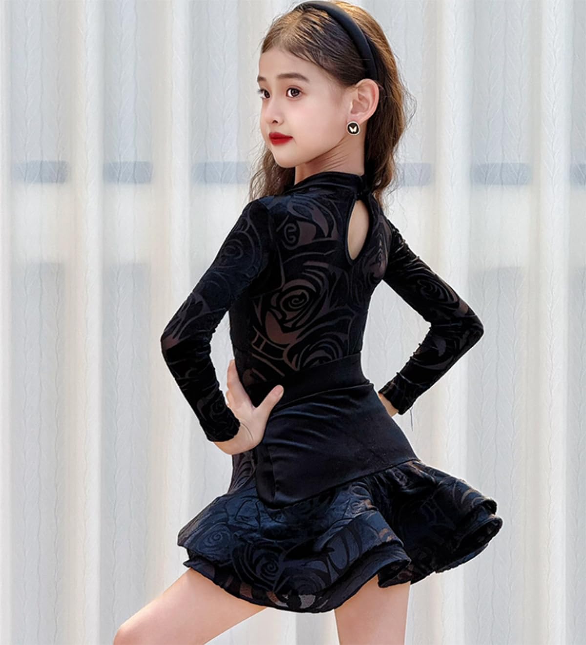 Gonna da Danza Latina per Bambini, Gonna da Balletto, Set da Allenamento con Pieghe per Bambine, Gonna/Bodysuit da Tango