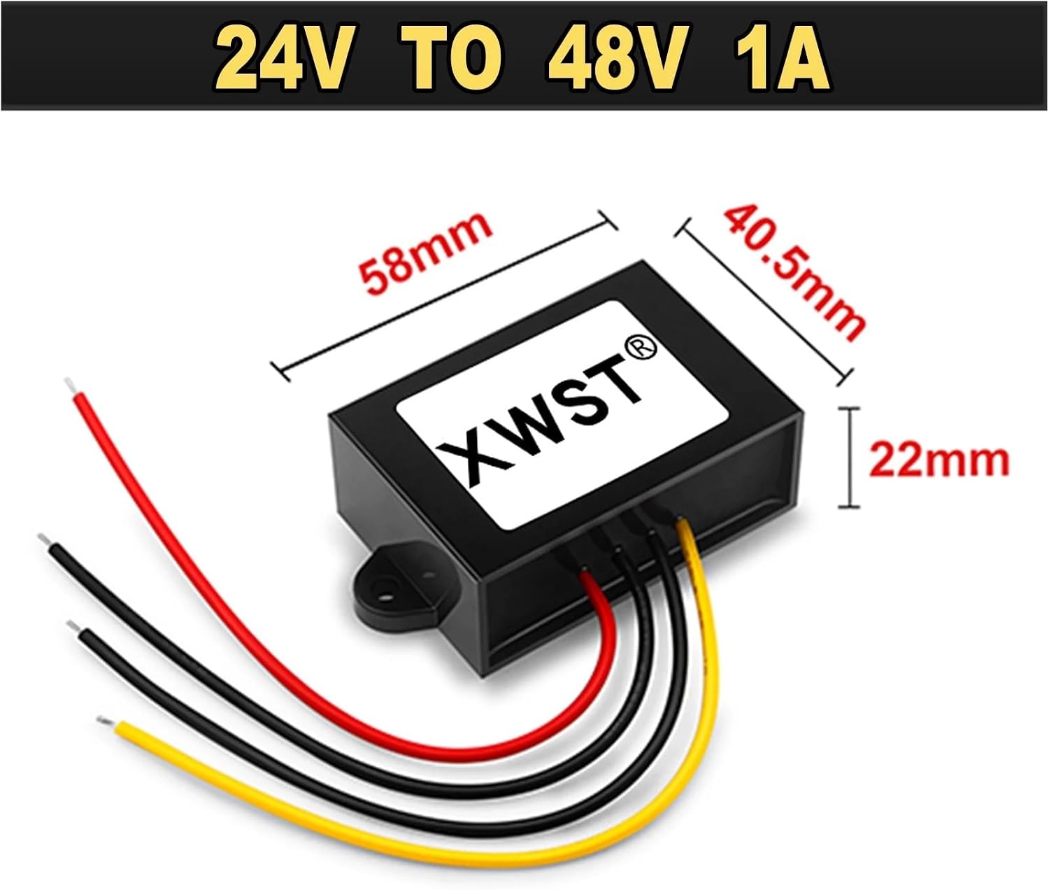 DC Converter 24V Step Up to 48V Boost Solar Inverter 1~40A Voltage Regulator to Module Waterproof(1A ABS Platisc L)