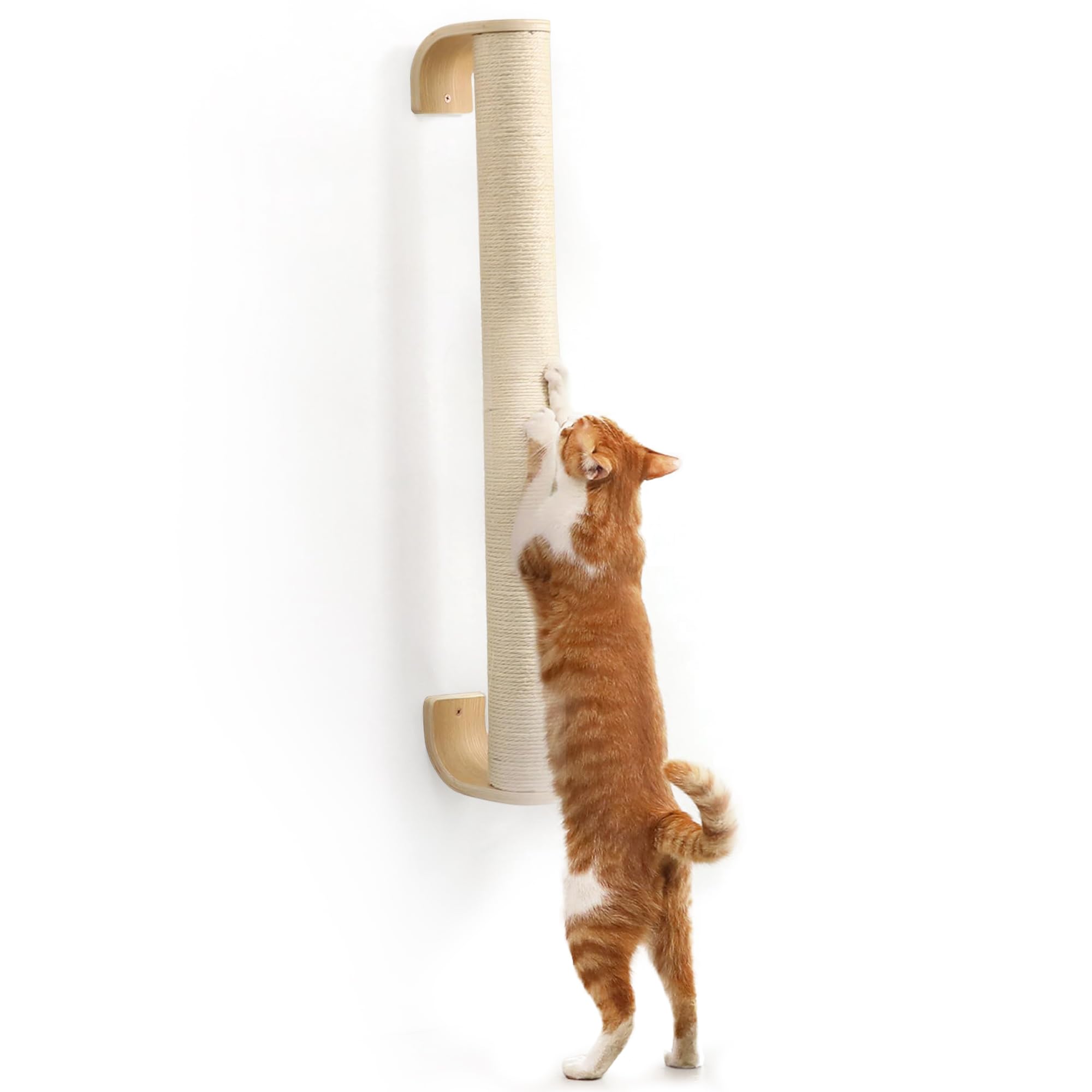 FUKUMARU Cat Wall Scratcher, 28" Wall Mounted Kitten Scratching Post, Sturdy Sisal Climbing Tree for Indoor Cats