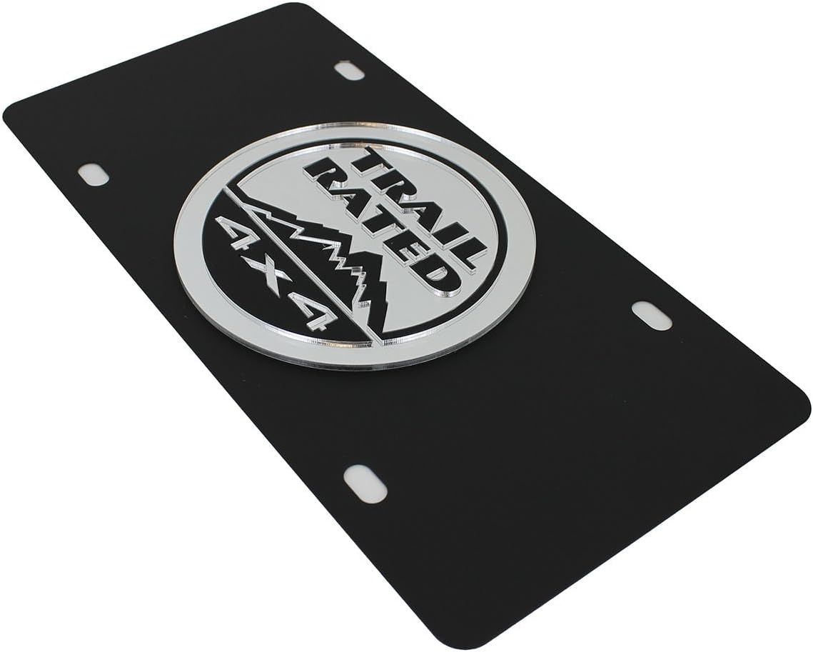 Eurosport Daytona - Compatible with Jeep Trail Rated License Plate on Black Steel