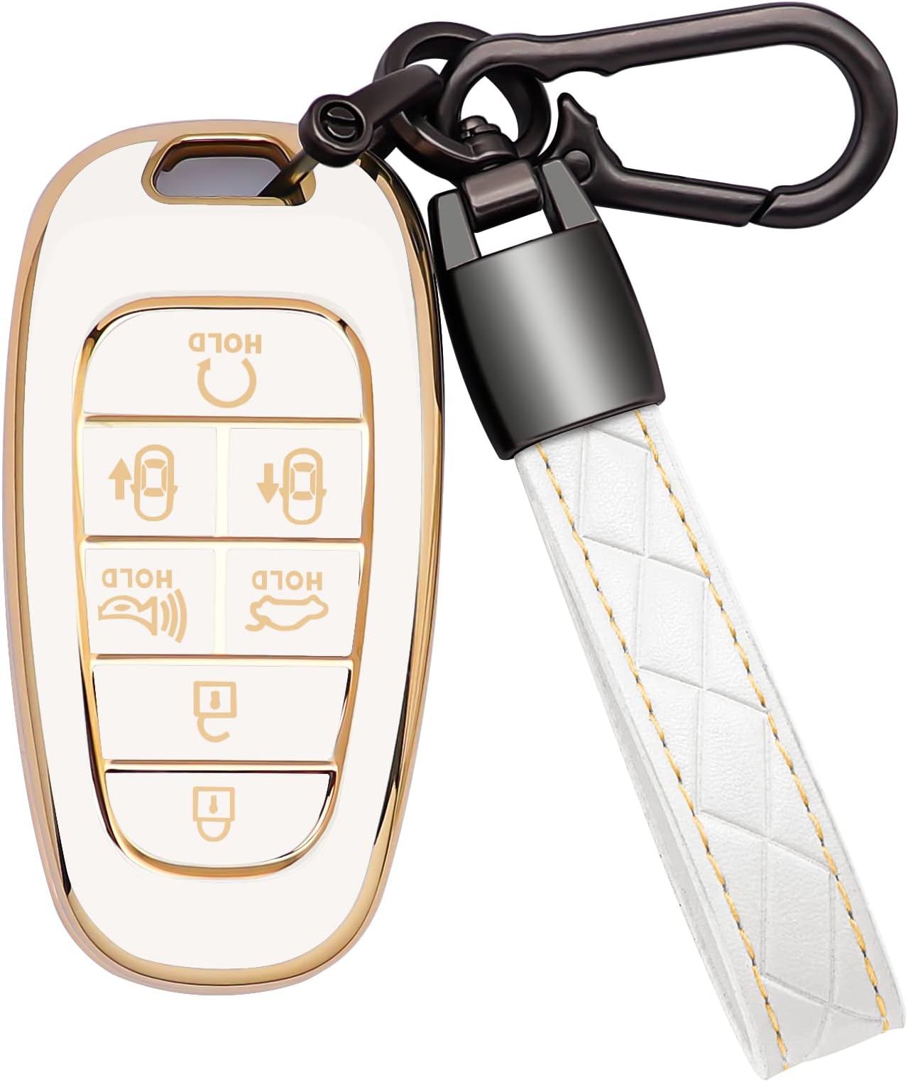 Amazon.com: Kespevn for Hyundai Key Fob Cover 7 Button with Leather ...