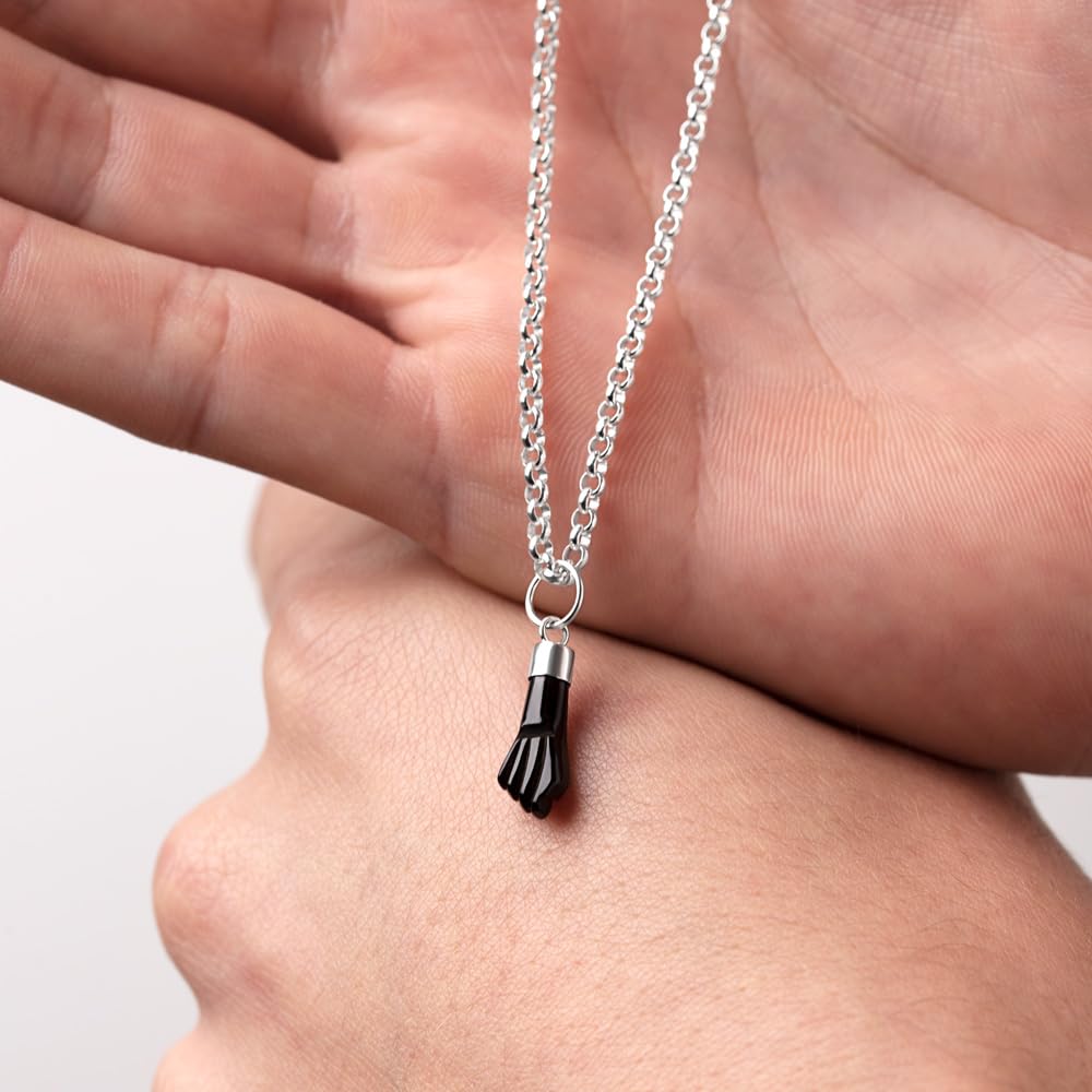 Mano Azabache Asturiano Naturale con Cappuccio in Argento Sterling 925, Pequeño, Argento sterling, Giaietto, Nero