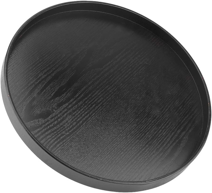 Serving Tray, Round Wood Serving Tray Wooden Plate Tea Food