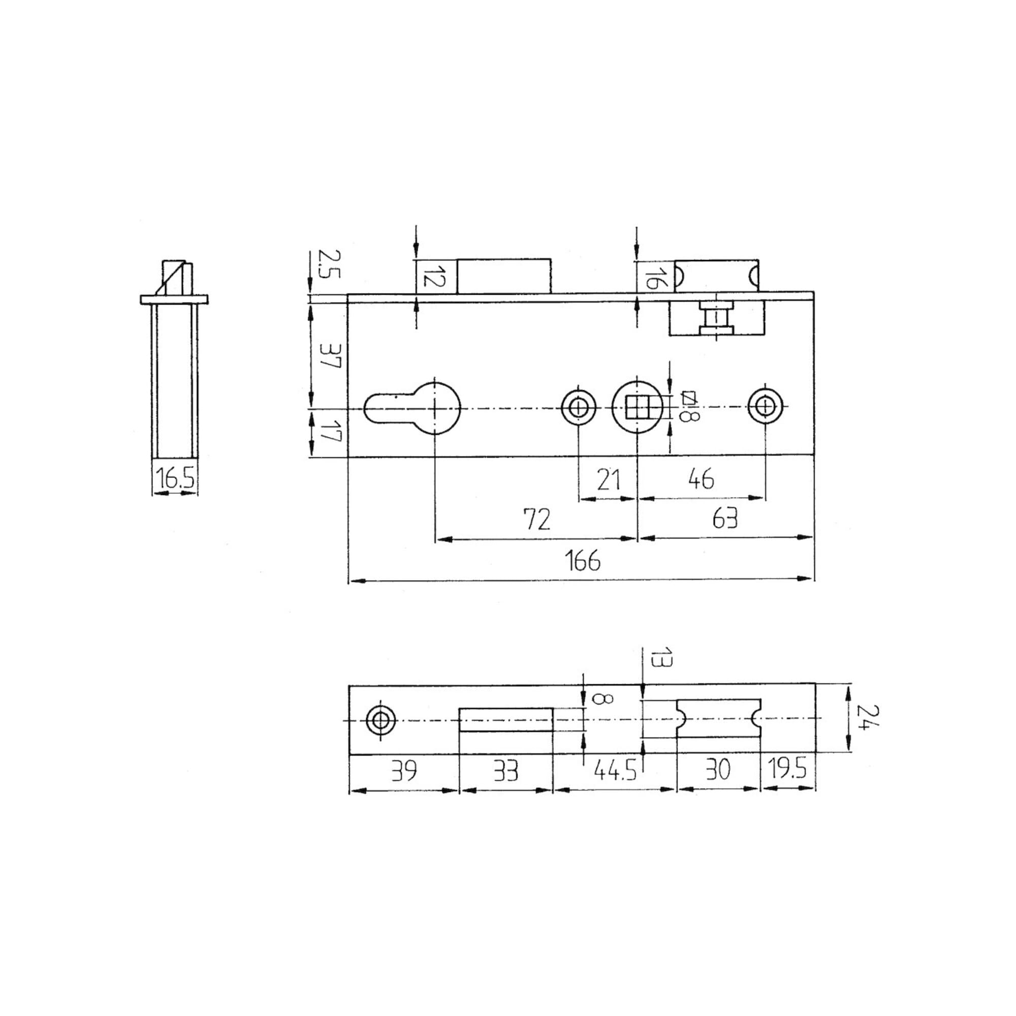 Serrure pour serrure de porte - Boîtier étroit 30 mm - Mandrin 40 mm - Droit 340P