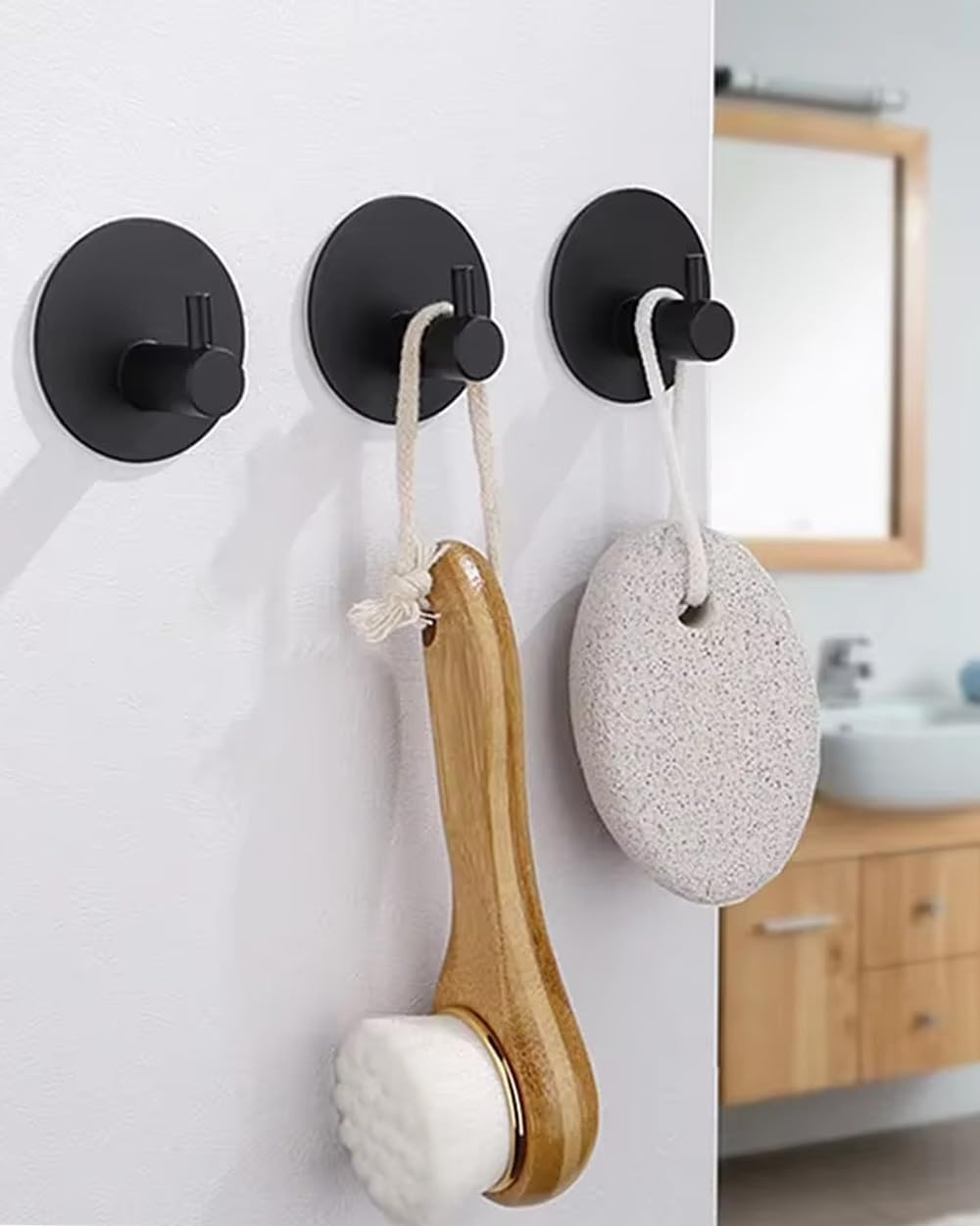 YLITREUS Ganci Adesivi da Parete 6 Pezzi – Porta Asciugamani Nero in Acciaio Inox Senza Forare per Bagno, Cucina, Camera da Letto e Soggiorno