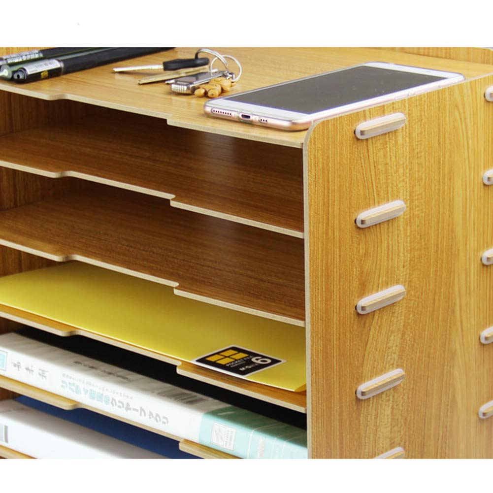 Organizzatore di File/portafile, scaffale di archiviazione da scrivania in Legno per Ufficio, Scatola di archiviazione per Documenti A4 da scrivania, scaffale di archivi