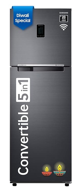 Samsung 322 L 2 Star Convertible 5-in-1 Digital Inverter with Display Frost Free Double Door Refrigerator (RT37C4512BX/HL, Luxe Black, 2023 Model), Free 1 Year Extended warranty at Rs. 34990