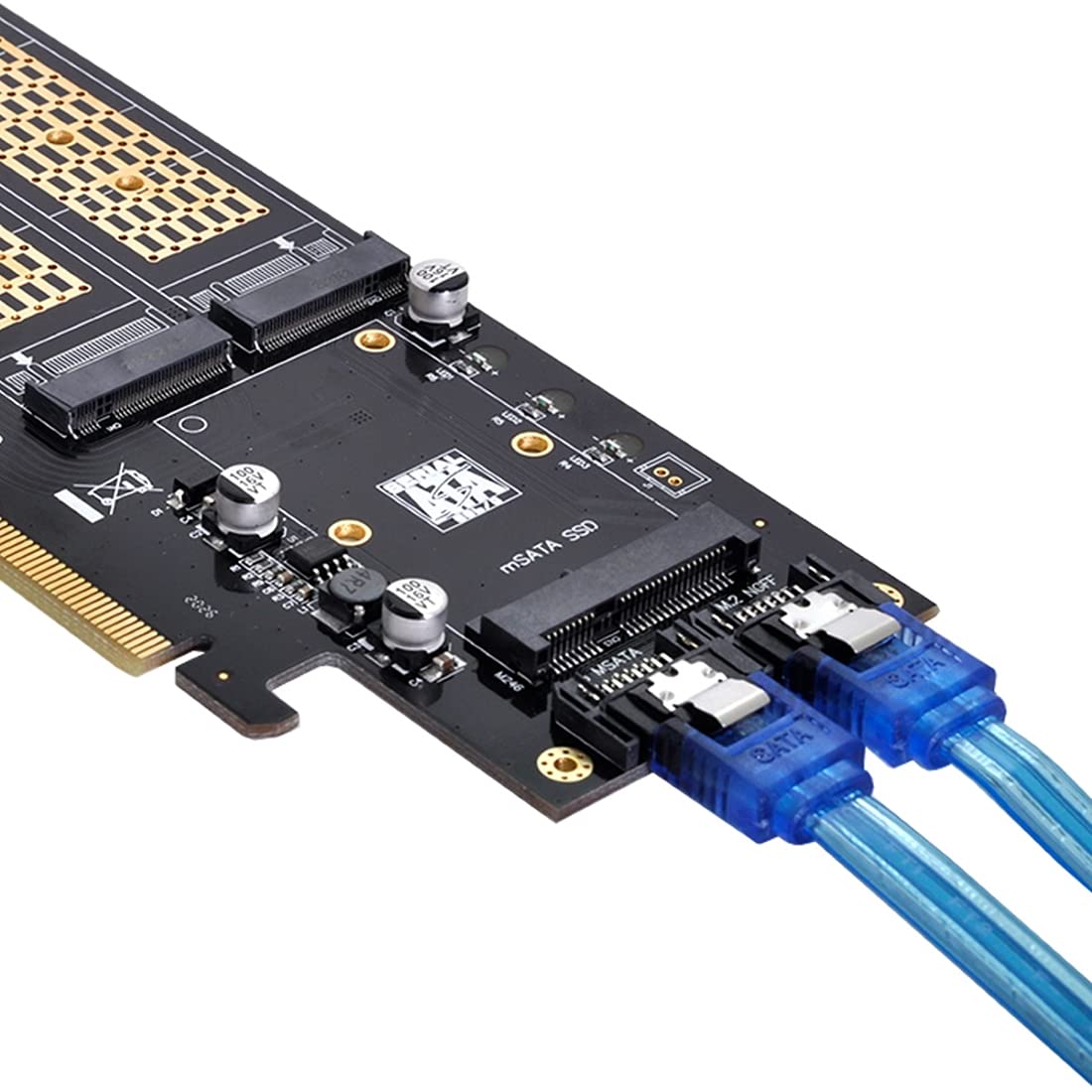 chenyang Adaptador de tarjeta de expansión 3 en 1 M.2 NVME/NGFF/mSATA SSD a PCIe 3.0/4.0 X16 Motherboard SSD