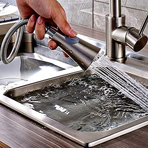 Robinet de cuisine en nickel brossé mitigeur sur pont au design élégant et durable
