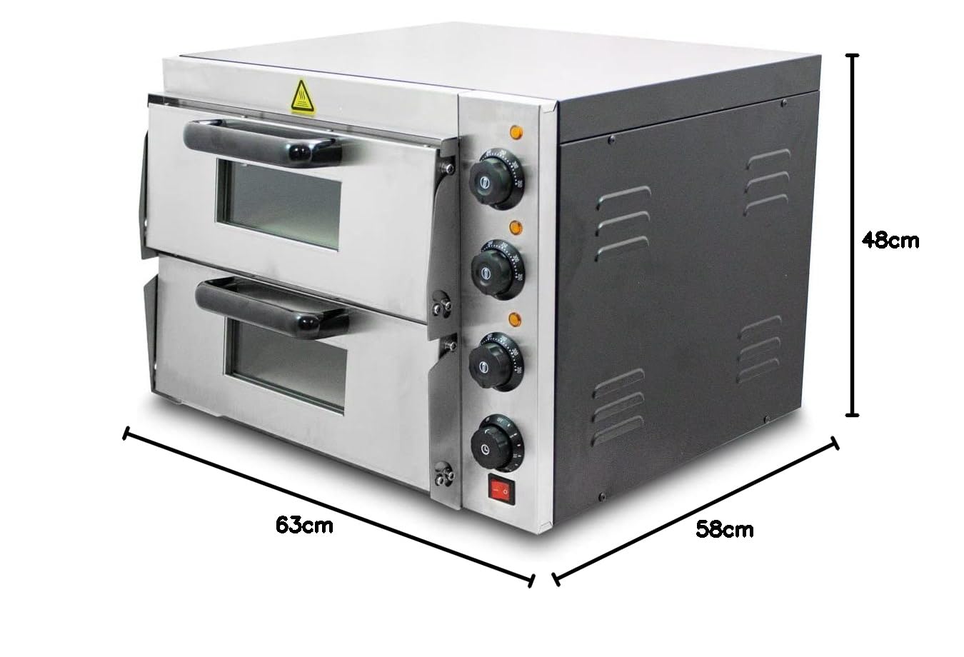 Bituxx Professioneller Doppel Pizzaofen Pizzabackofen Pizzamaker Elektrisch 3000W mit Steinplatte, Gastro Steinbackofen für Pizza, Brot und Backwaren, Leistung 3000 Watt, Temperatur bis zu 350°C