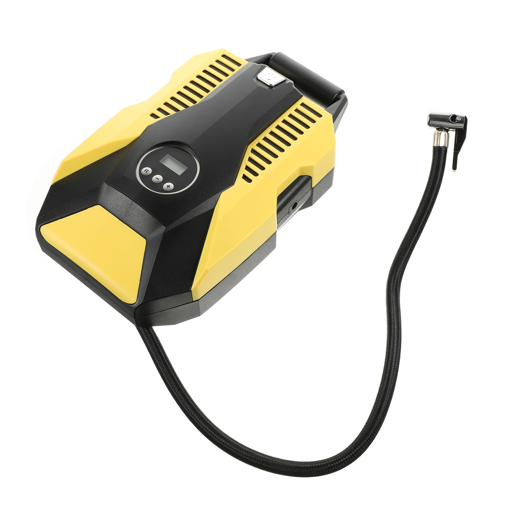 Bomba de Neumáticos Material Abs y Cobre Portátil para Coche Función Automática de Inflado y Apagado con Medidor de Presión Digital Color Amarillo
