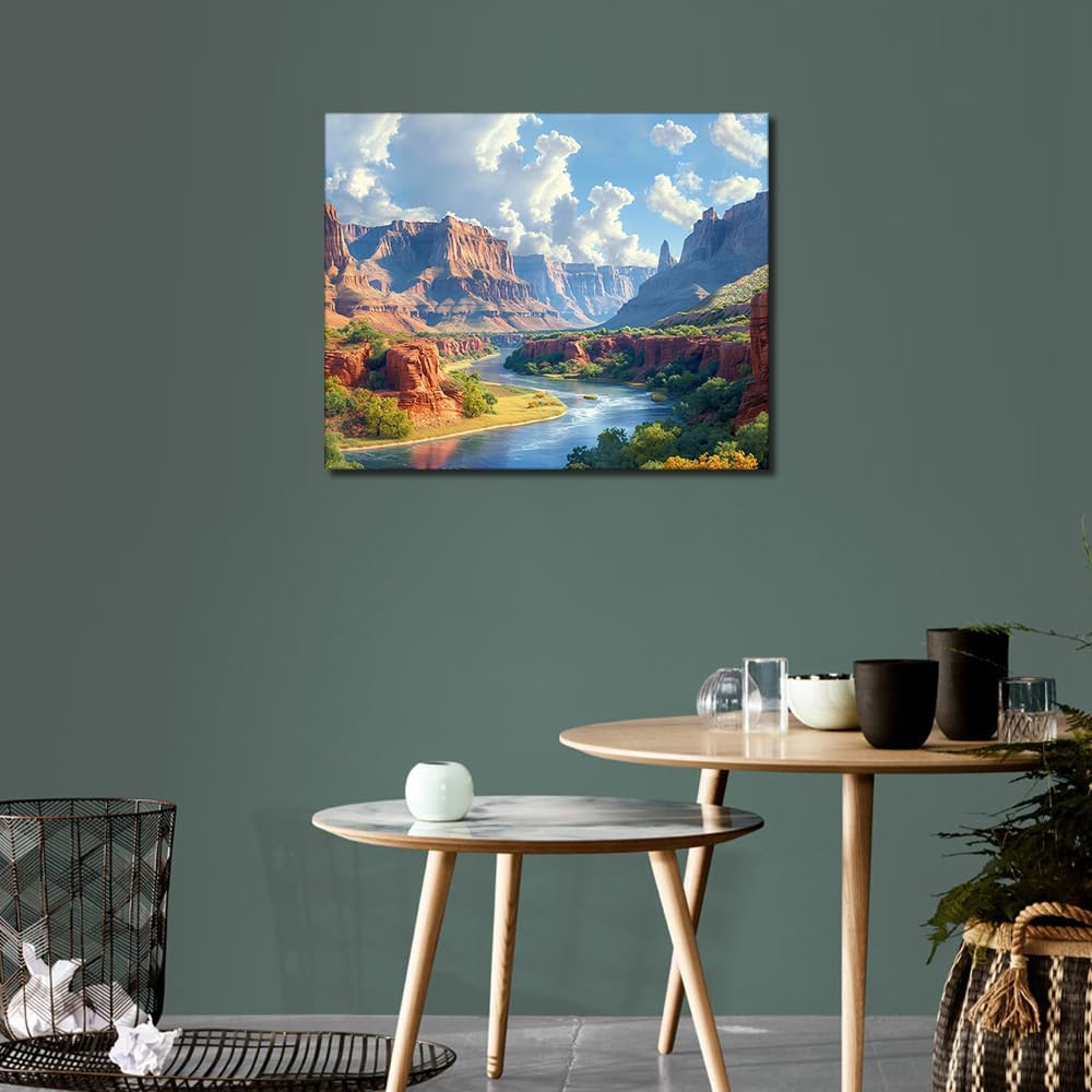 Paint by Number for Adult, Grand Canyon National Park Painting by Number Kits On Canvas, DIY Oil Painting Acrylic Paints, Framed Paint by Numbers for Adults and Beginner