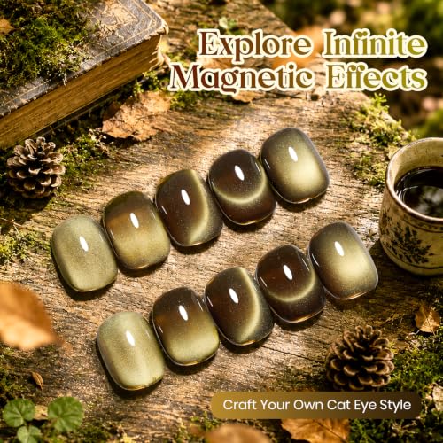 Image of Beetles Olive Green Cat Eye Gel Nail Polish, Cabin Moss 15ml Fall Gel