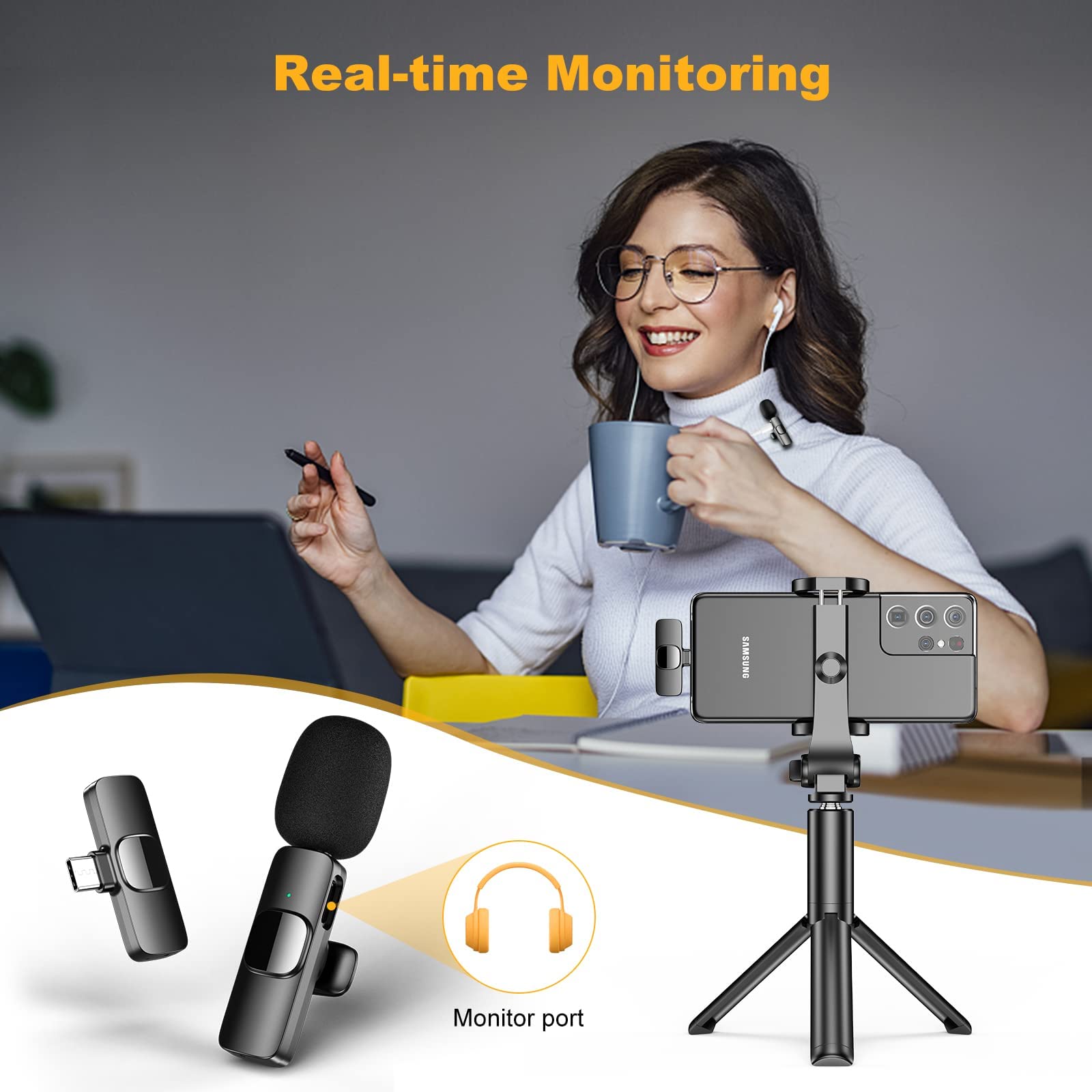Lavalier Mikrofon für iPhone/Android, Mini Wireless Microphone Plug & Play lavalier mikrofon Wireless für YouTube/Facebook-Live-Stream, TikTok Vlog (Keine App und Bluetooth erforderlich)