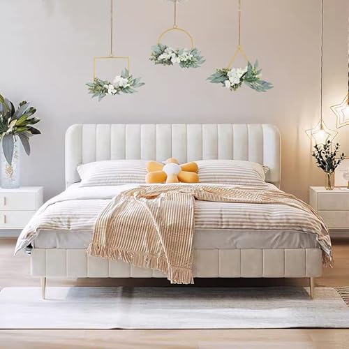 Liucogxi Artificial Flower Hoop Wreath Set Of 3 Hydrangea Flowers White And Willow Leaves Vine Metal Ring Garland Hanging For Front Door Wedding Backdrop Wall Nursery Home Decoration #TOP2