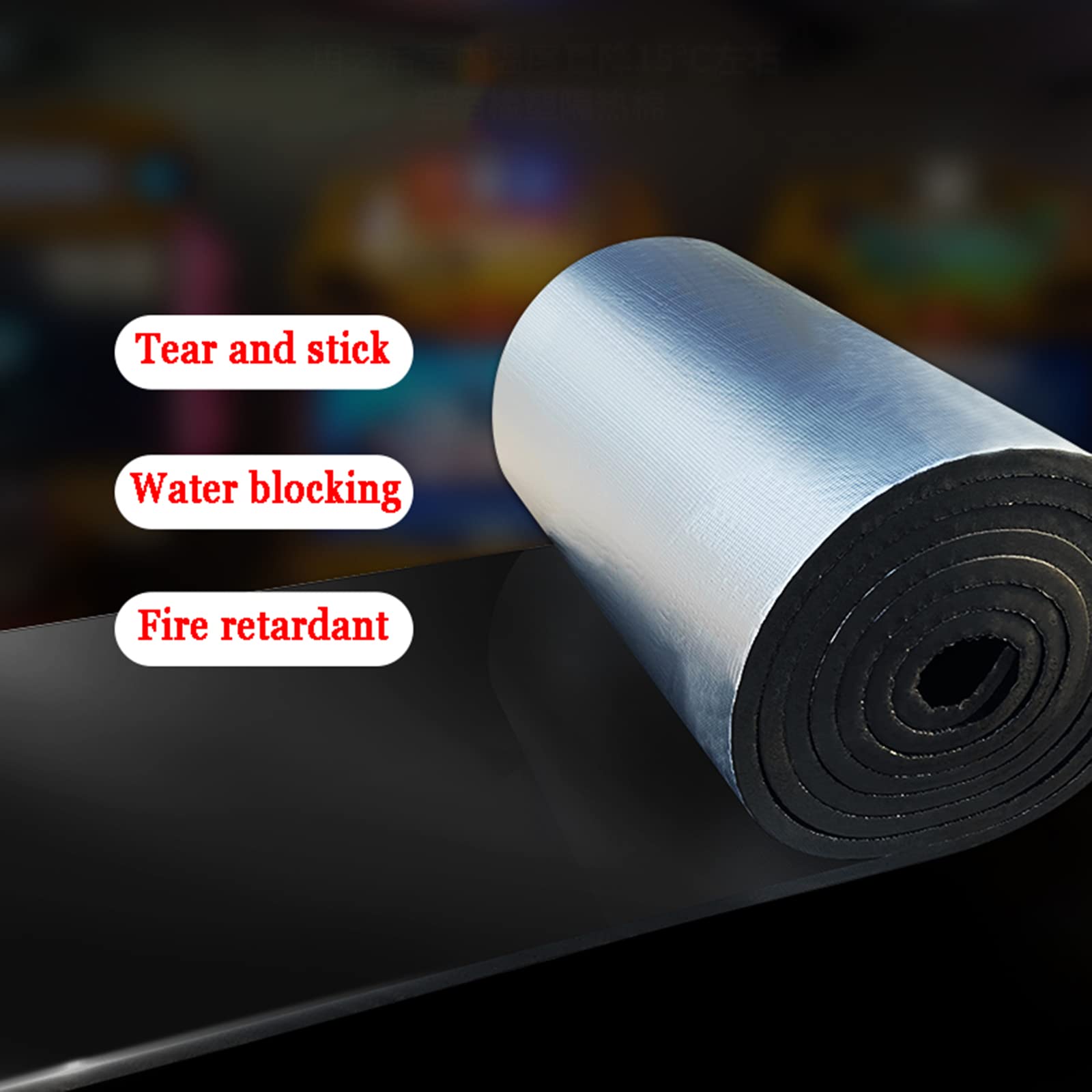 Alfombra Aislamiento Acústico Aluminio Autoadhesivo para Coche Casa(30mm(thk),1 * 8M (8m²))