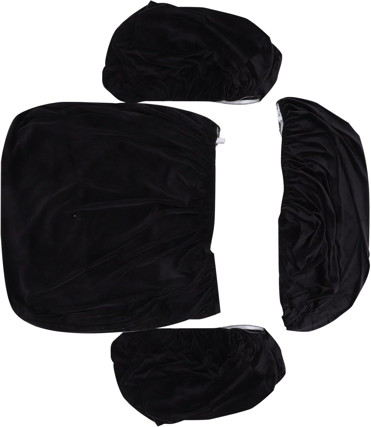 VILLCASE Recliner Chair Cover Set, 4pcs Black Stretchy Full Coverage Plush Velvet Recliner Slipcover, Thickened Soft Protective Couch Cover for Home Lounger