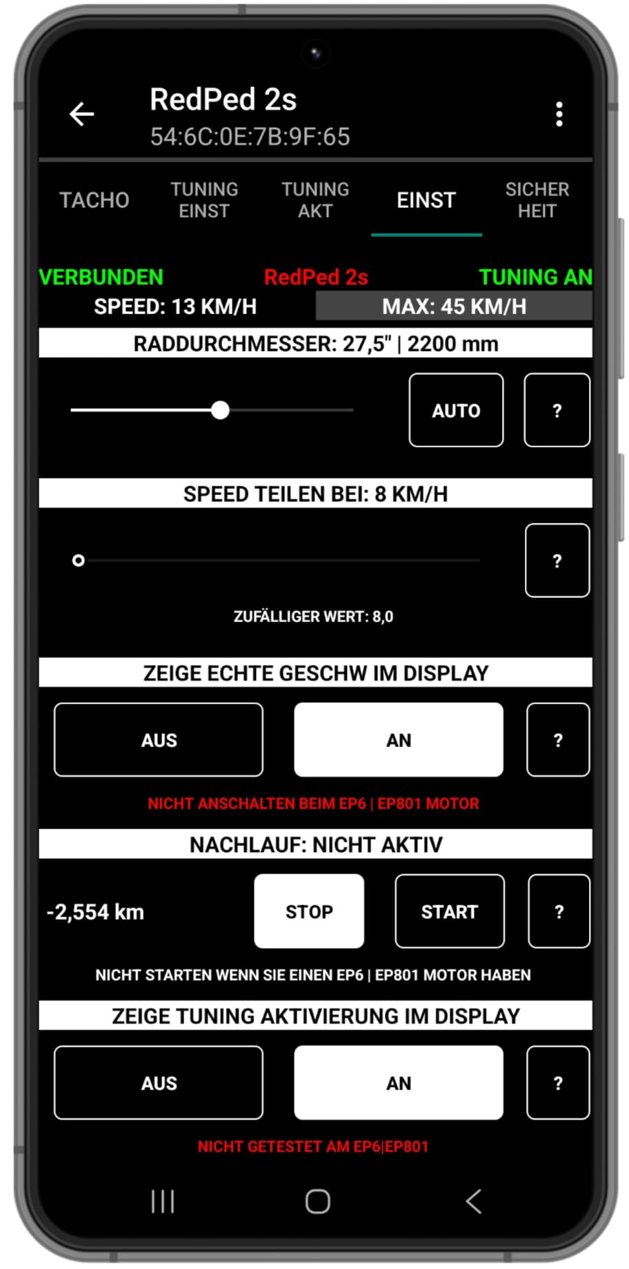 2s für Shimano EP8 E-Bike Tuning mit App EP800 eBike (NICHT EP6 EP801)