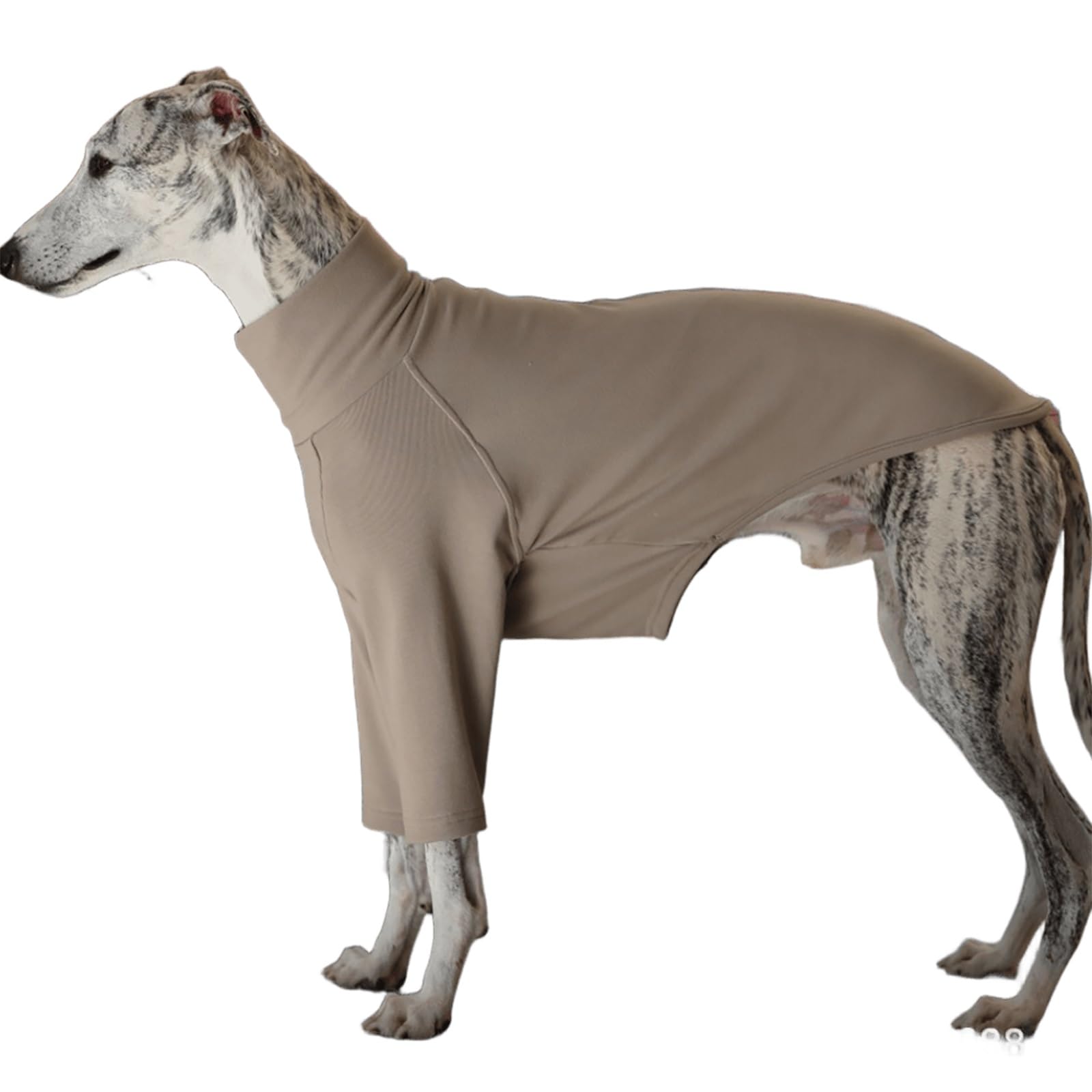 Lightweight Dog Sweatshirt Pajamas, Soft Long Sleeve Dog Sweater Apparel for Italian Greyhound Clothes, Turtleneck Pet Shirt, Whippet Spring Fall Cozy Outfits(Beige,XL)