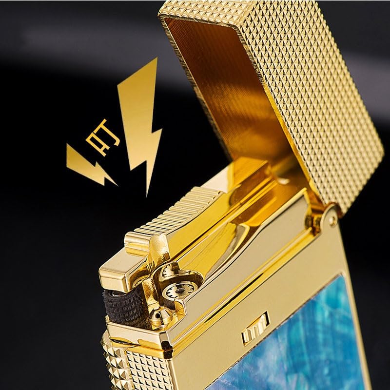 Encendedor de gas recargable doble llama cobre dorado miniatura 4