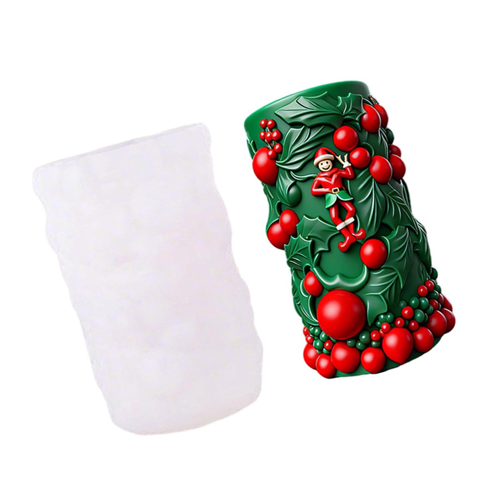 Nucelit Clown Embossed Cylindrical Silicone Mold Holiday Silicone for Epoxy Resin Art Soap Making Christmas Mold