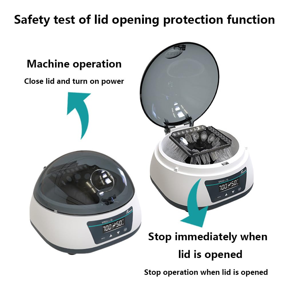 Centrífuga de laboratorio con temporizador 10s-99min, rotor 2 en 1, velocidad ajustable, protección de tapa para experimentos y procesamiento de muestras, tubos no incluidos