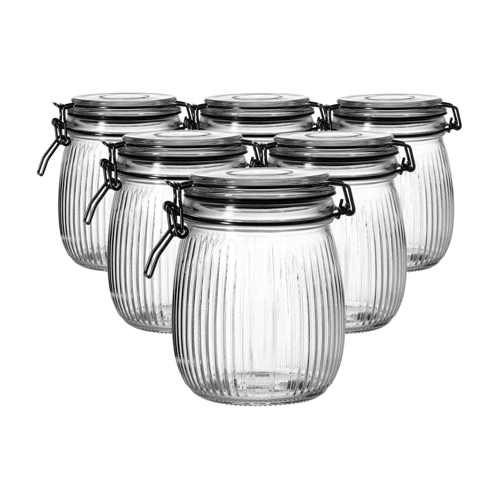 Ritzenhoff & Breker Runa Vorratsglas mit Clip-Verschluss 750 ml 6er Set, Maße: 11 x 11 x 14 cm, Vorratsbehälter mit Bügelverschluss