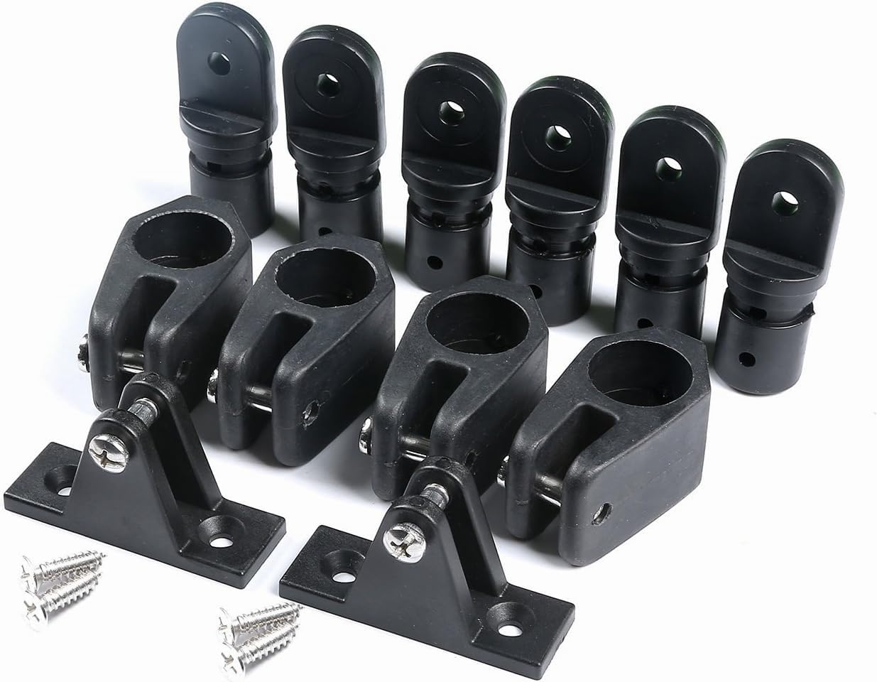 Mxeol Boat Top Fittings Hardware Combo Black Nylon Bimini Caps Jaw Slides Deck Hinges Pad Eye w/Screws