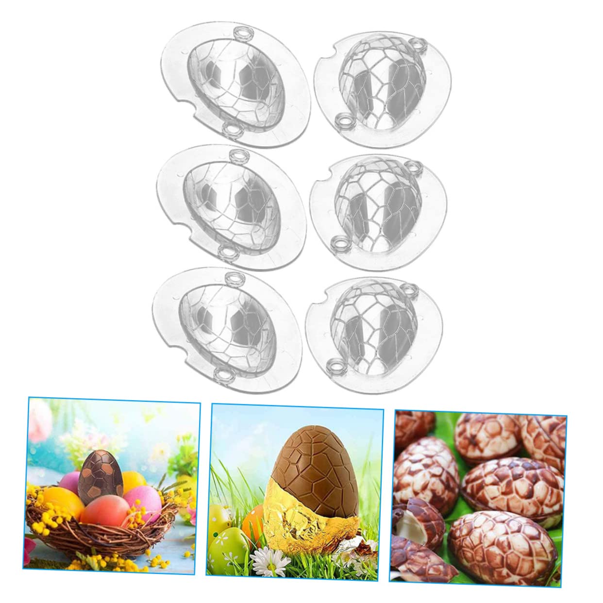 Alipis 12 Ensembles moule à chocolat double tasse œufs moule à bonbons transparent easter pâques à pâtisserie s à oeufs de coulée d'oeufs de dinosaure Acrylique