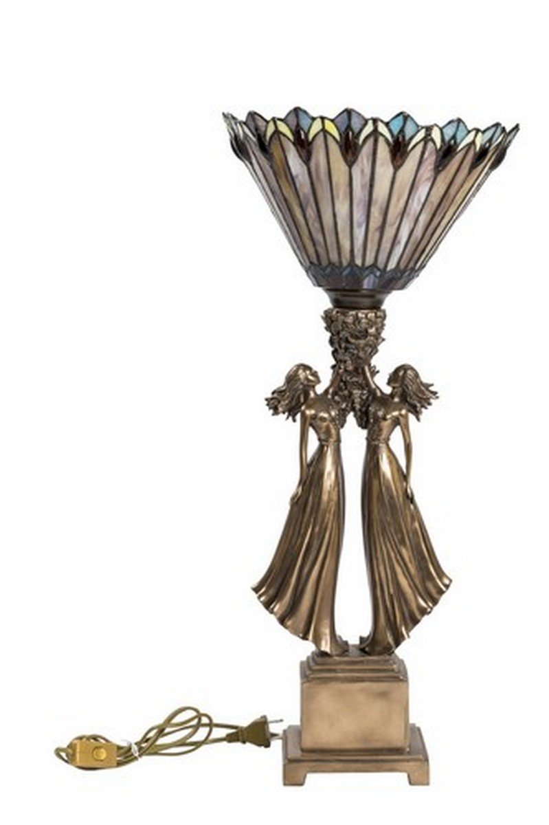 Lampada stile Tiffany da tavolo con coppia donne