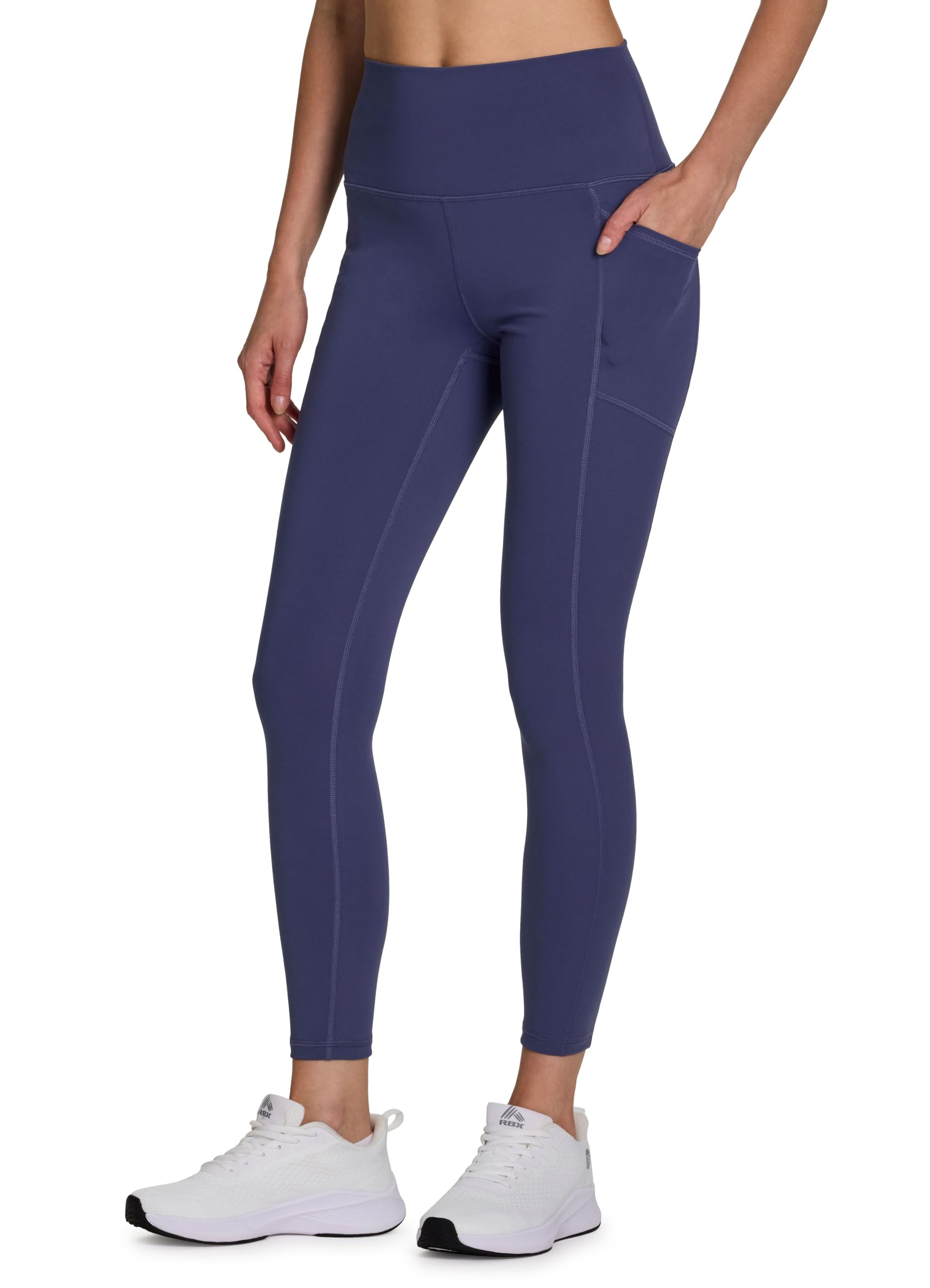RBX Legging de yoga actif taille haute résistant aux squats avec poches pour femme, Couronne bleue, Taille XS