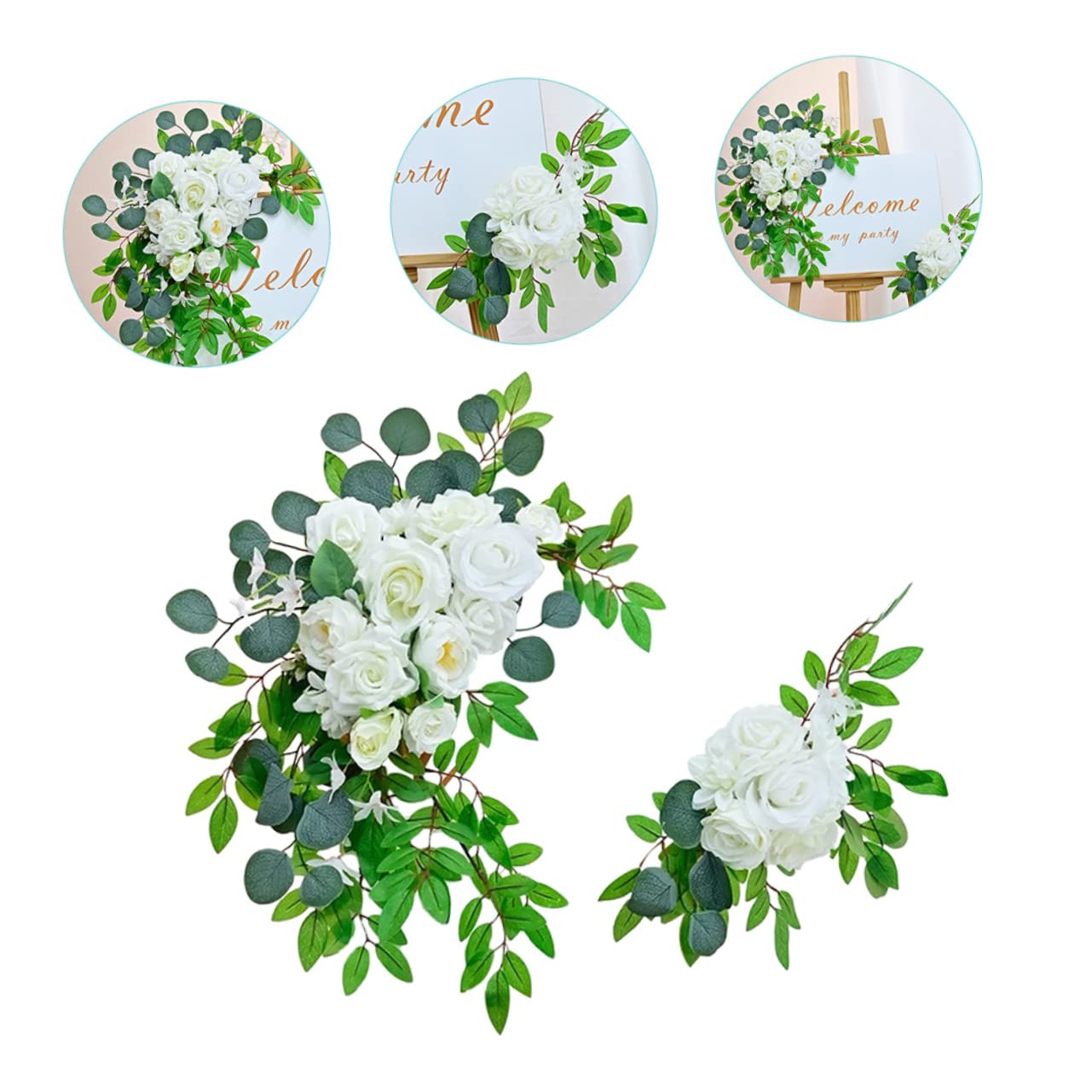 Ciieeo Blumenbogen Hochzeitsdekorationen für Empfang 1 Satz Seidenstoff | Zeremonie und Hintergrund, Künstliche Blumen mit Lebendigem Look, Langlebige Deko für Bouquet und Schild