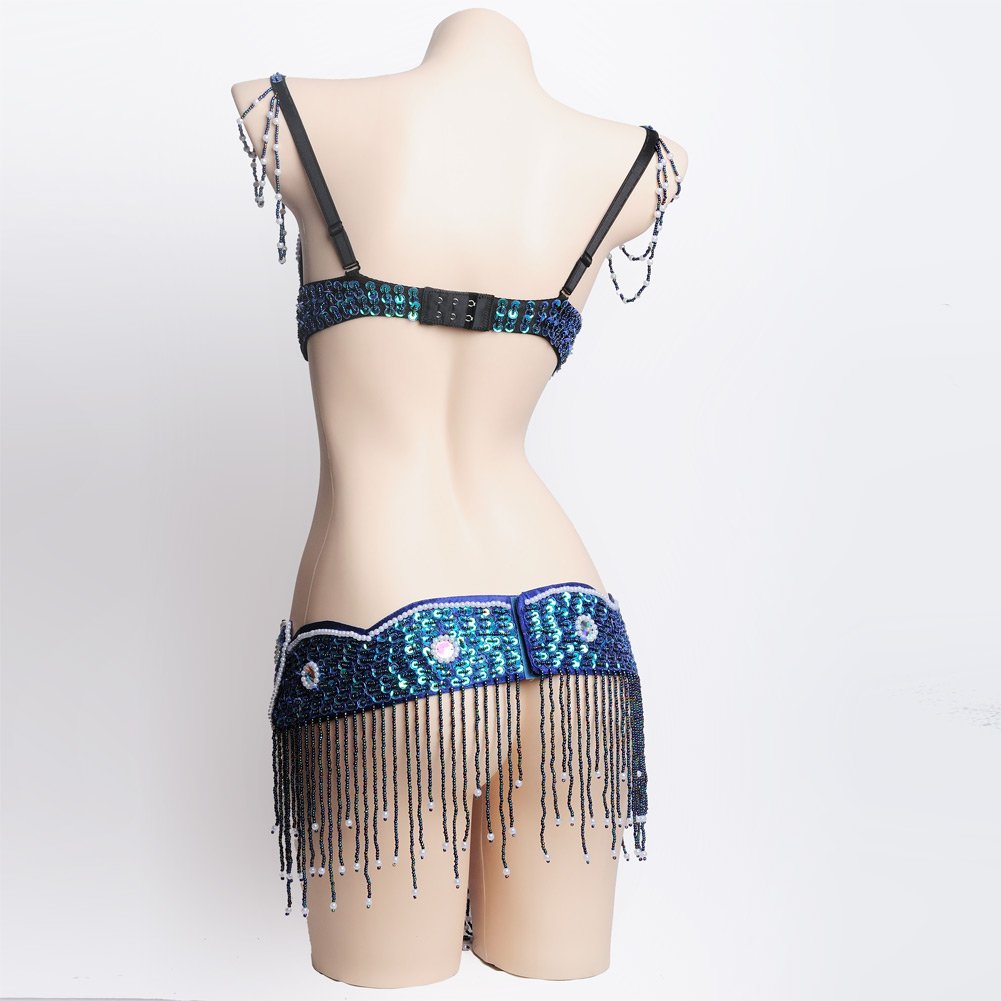 ROYAL SMEELA Ensemble de Soutien Gorge Ceinture Danse du Ventre Costumes Tenue Danse Orientale Femme Carnaval Robe Paillette Femme Flamenco Gitane Costume de Danse