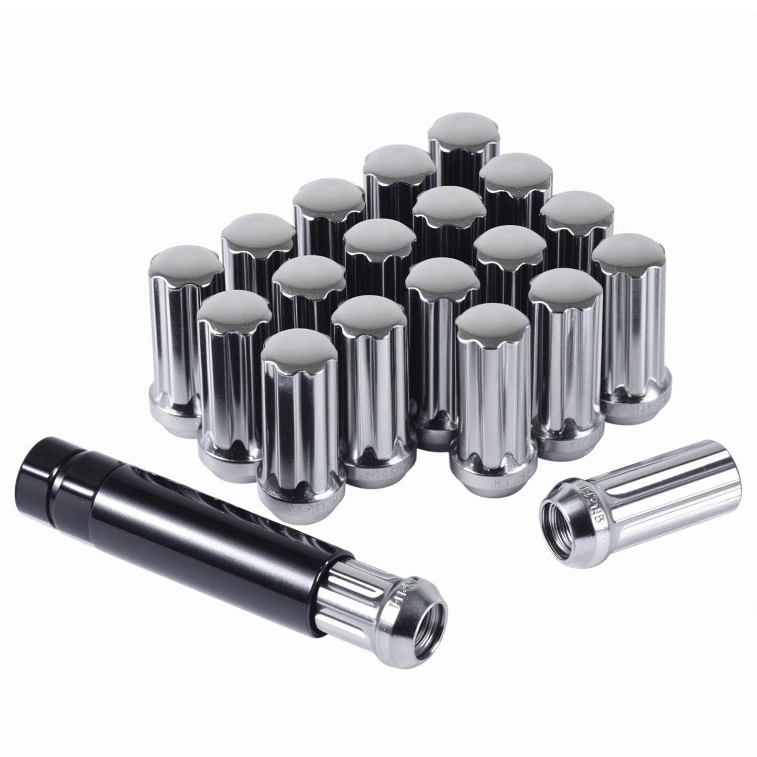 M14x1.5 Lug Nuts 14x1.5 7 Spline M14 x 1.5 Chrome Lug Nuts 2" Tall Set of 20 Pack 14mmx1.5 Acorn Aftermarket Wheel Lug Nut