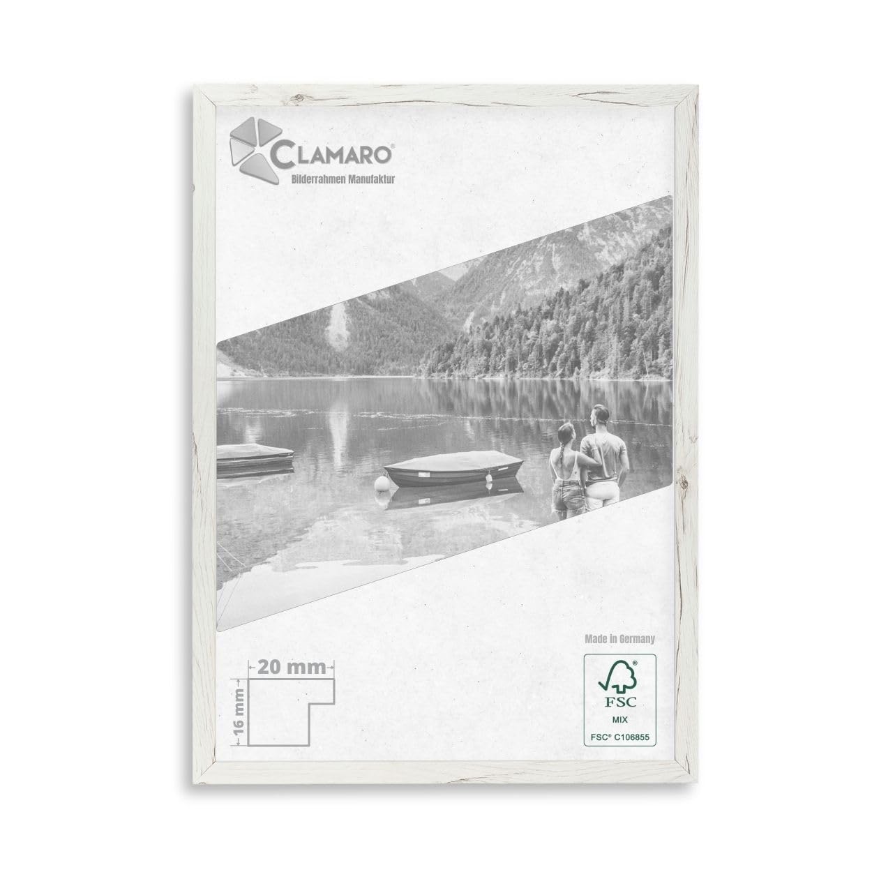 CLAMARO Collage 20 Picture Frame, 84.1x118.9 cm, Sanremo Oak White