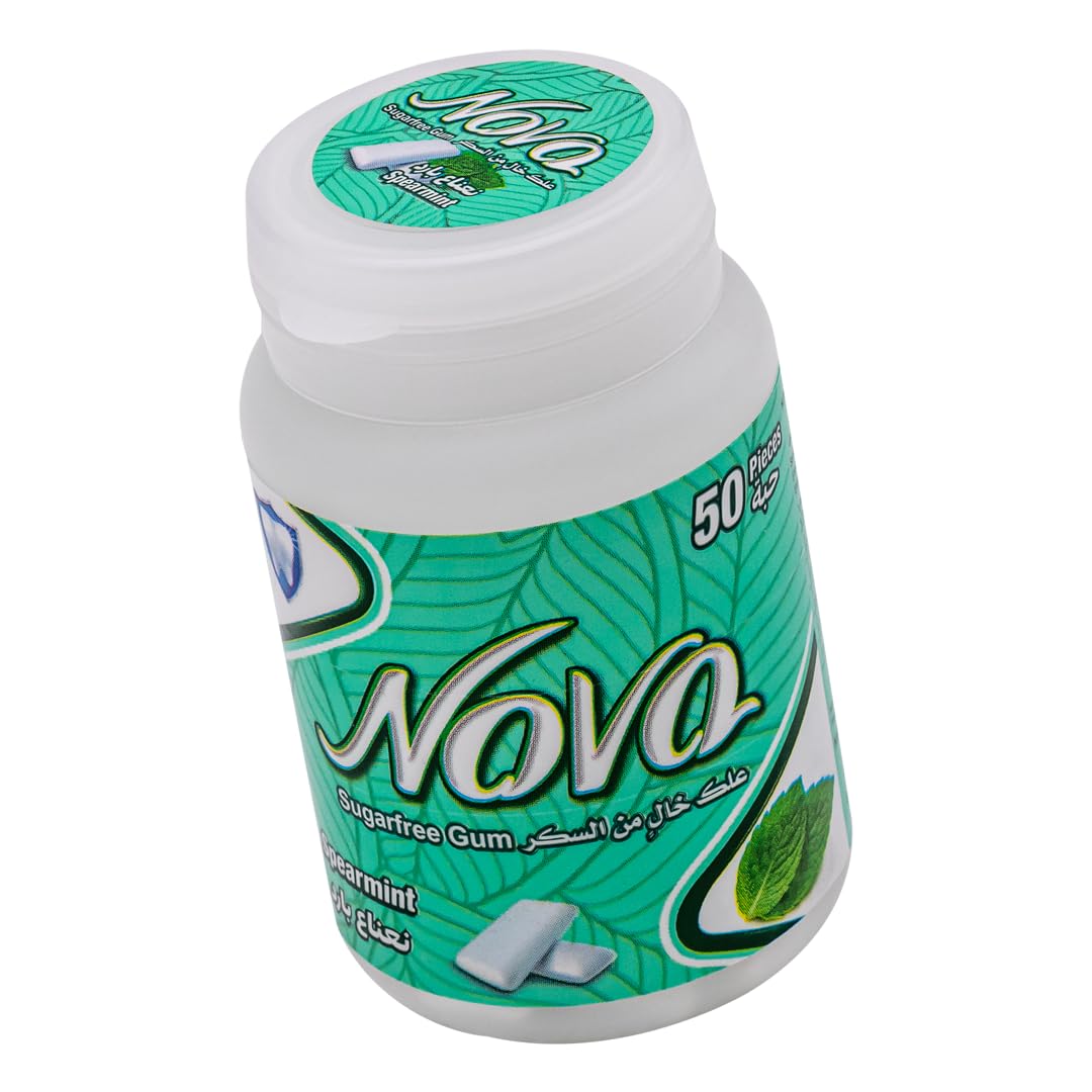 Nova Jar 50 Pcs Spearmint Sugar-Free Chewing Gum, 70 G