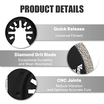 76mm Diamond Oscillating Multi Tool Blade 4PCS, Grit Grout Removal