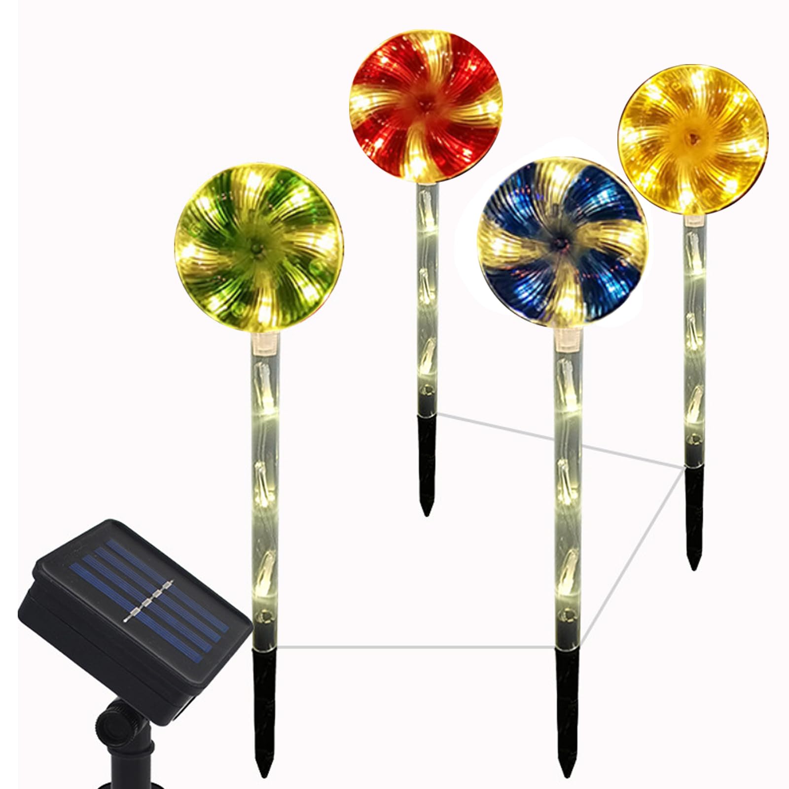 Lumières de Noël solaires étanches 44 LED piquets bonbons pour allée extérieure