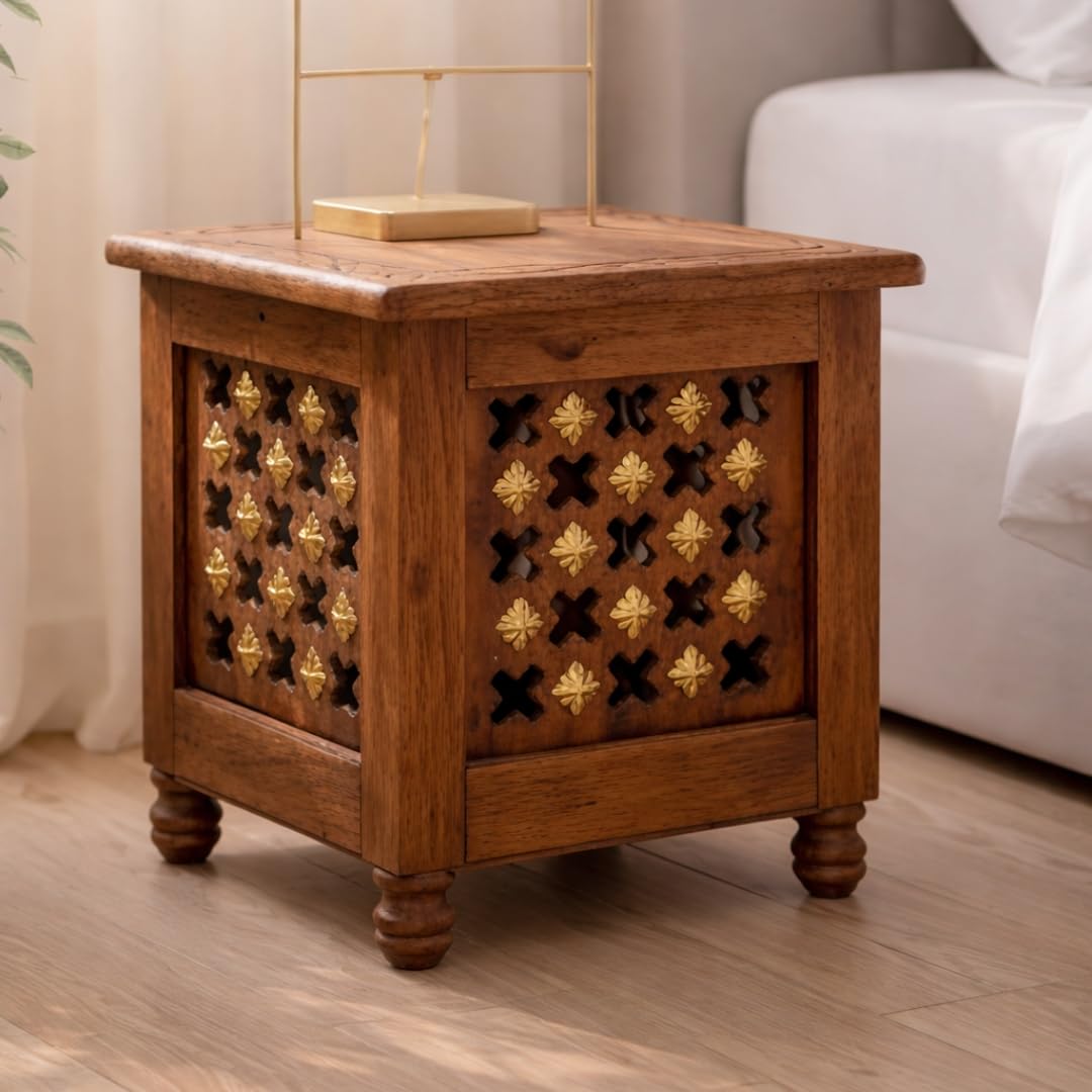 designer sitting chair with storage | handmade multipurpose stool for sitting, side table, bedroom & office furniture | wooden storage stool for living room 30 x 30 x 30 cm