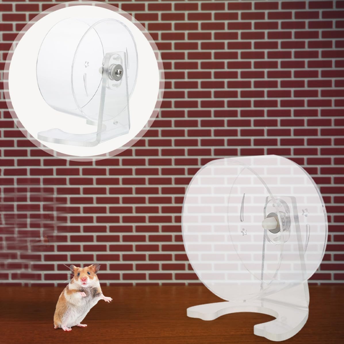 COHEALI Roue d'exercice Silencieuse pour Hamster en Acrylique avec Support, Intérieur Spacieux et Installation Facile pour Cage d'animaux Petits comme Souris