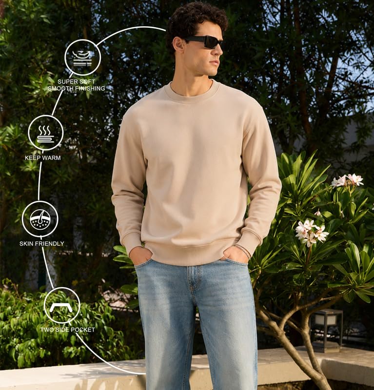 Image of Sleepynuts Men's Full Sleeve Round Neck Fleece Sweatshirt
