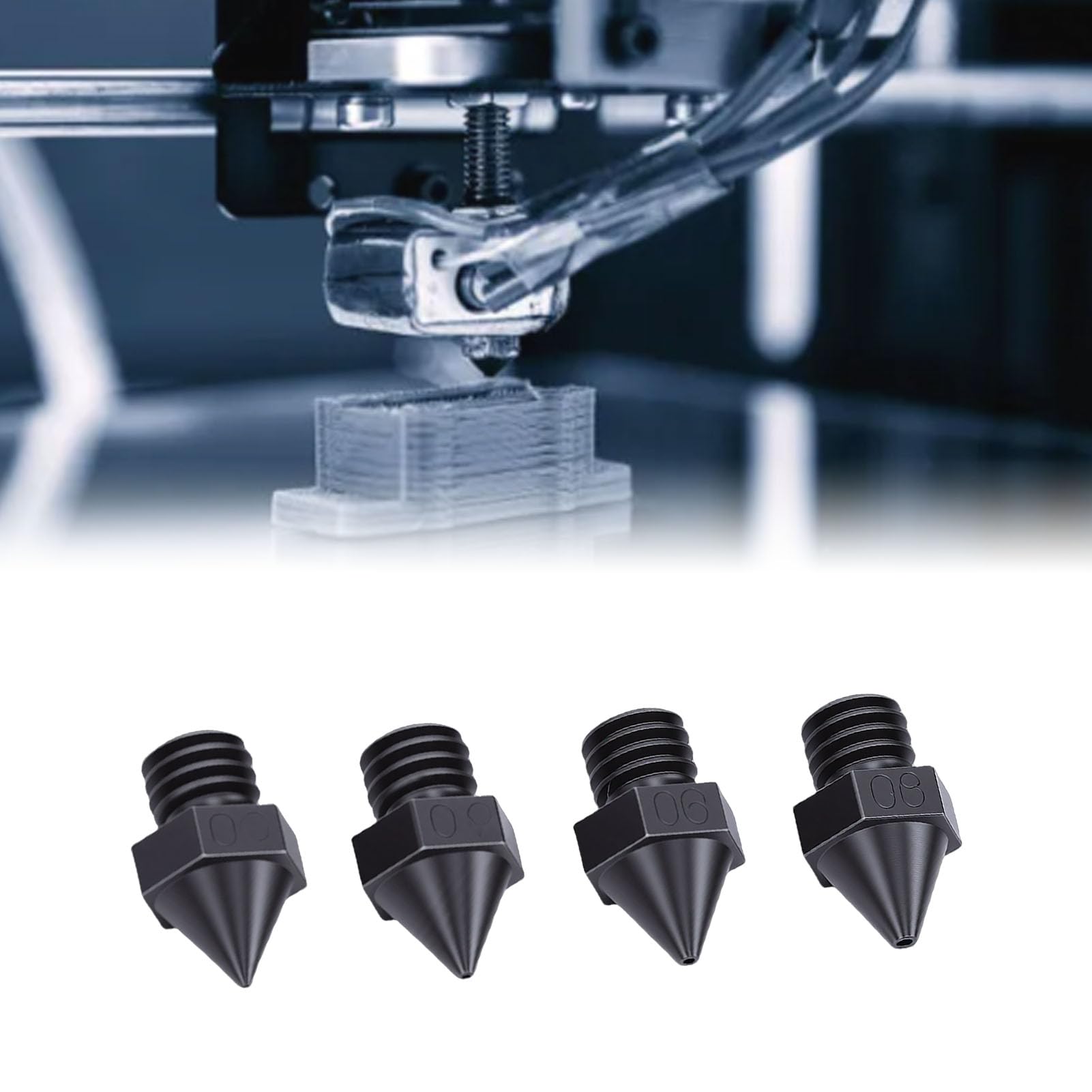 Marhynchus Boquilla para Impresora 3D, Material de Acero Endurecido, Boquillas Reemplazables, de 0,2 Mm a 0,8 Mm para Usuarios de las Series Raise3D N, Pro3 y E2