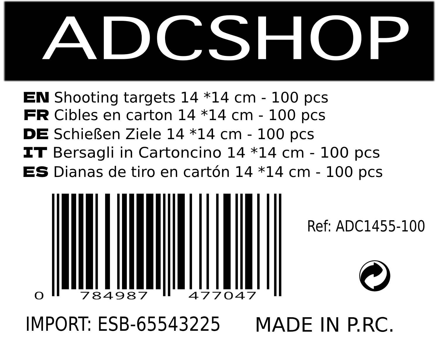 ADCHOP Besagli 14x14 cm 200 gr Confezione 100 pezzi tiro al bianco Airsoft Aria compressa
